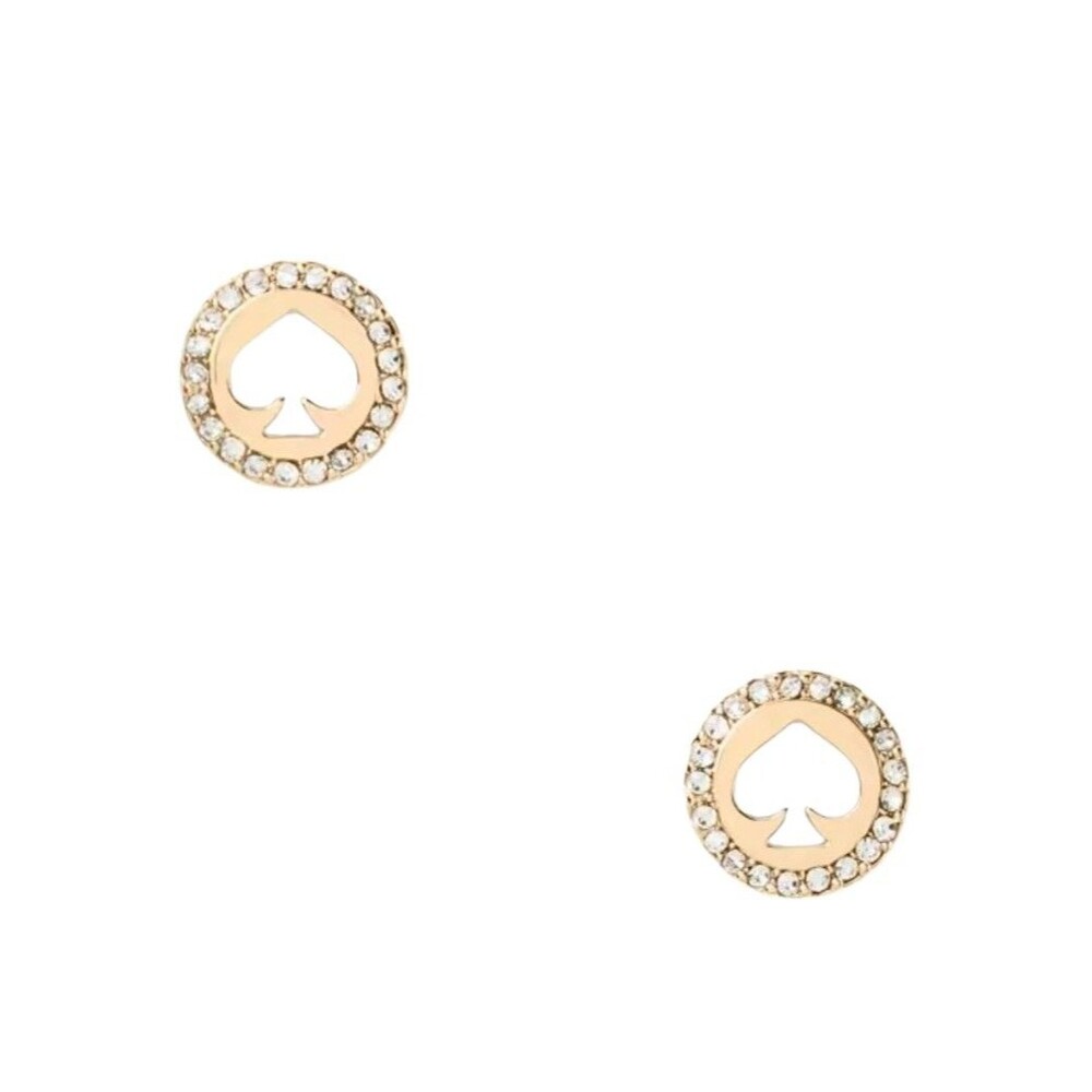 Kate Spade Spot the Spade Earrings Gold Tone Crystal Accents New